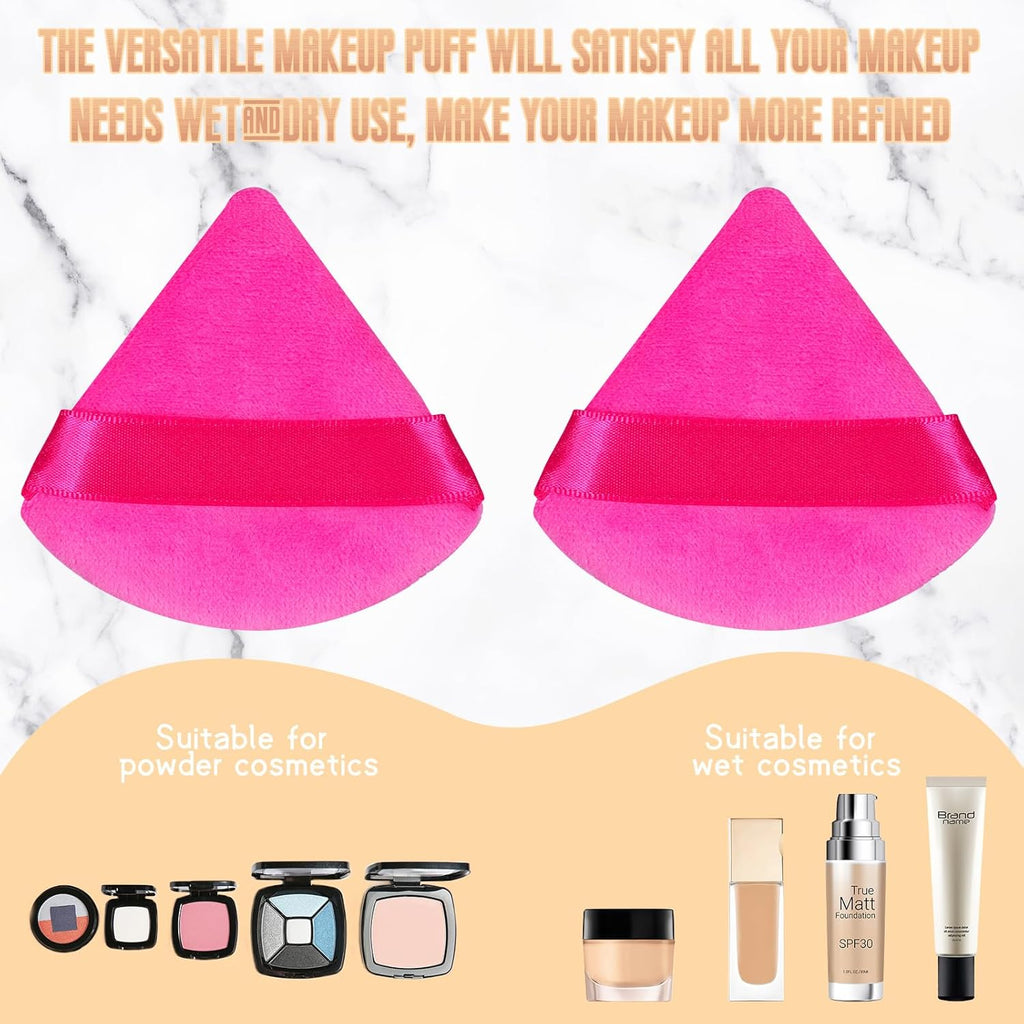Suclain 48 Pcs Velour Triangle Powder Puff Soft Velour Makeup Puff for Face Powder Makeup Triangle Sponges for Wet and Dry Cosmetic Foundation Loose Mineral Body Tool (Pink)