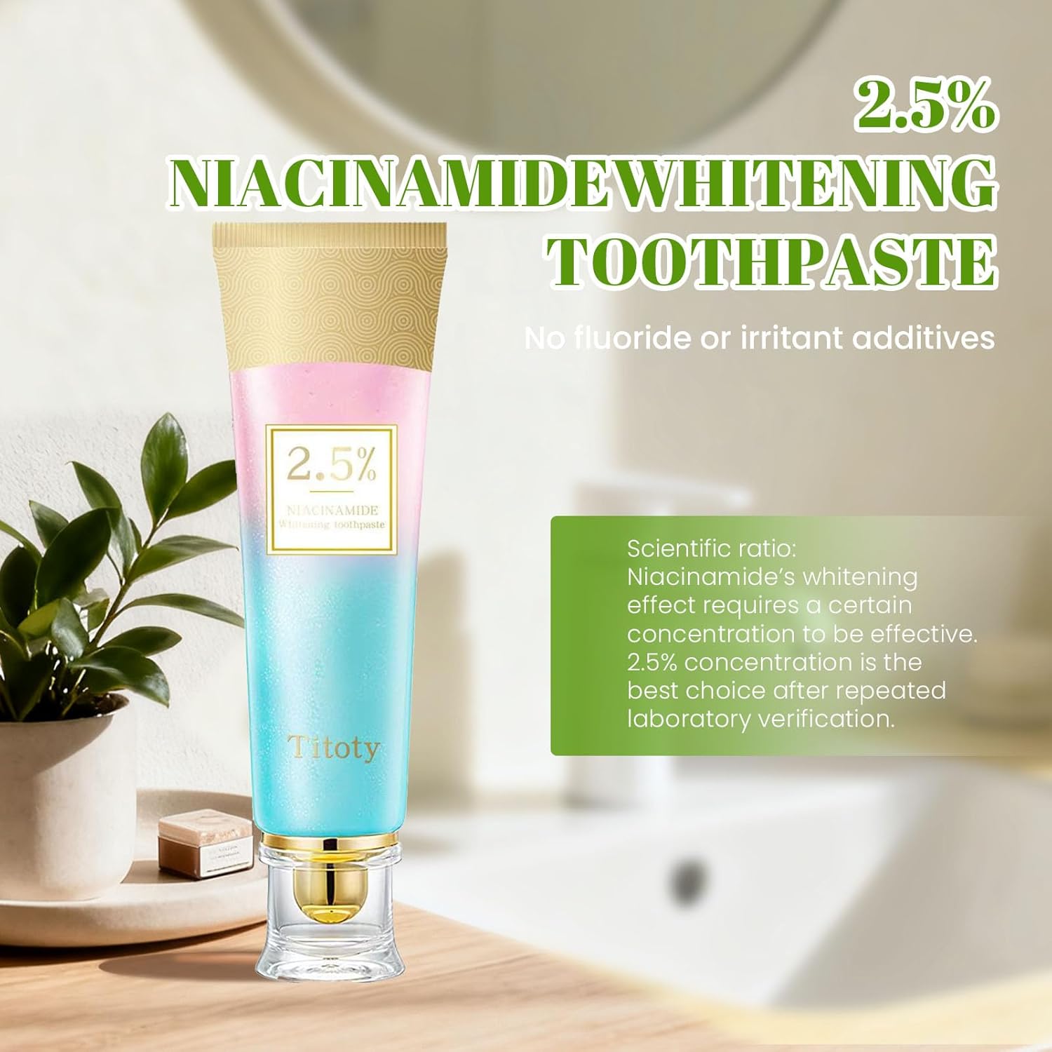 2pcs Niacinamide Whitening Toothpaste, 2.5% Niacinamide Intensive Whitening Toothpaste with Natural Gentle Care Deep Stain Removal Clean Mint Flavor, Improves Gum Health, Fresh Breath (2)