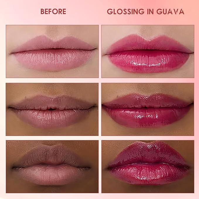 Lips Staining Lip Oil, Lips Staining Long-Lasting Waterproof Moisturizing Lip Oil, Dynamic Finish that Goes on Glossy and Leaves a Stain, Non-Sticky Lip Glow Makeup (Guava)