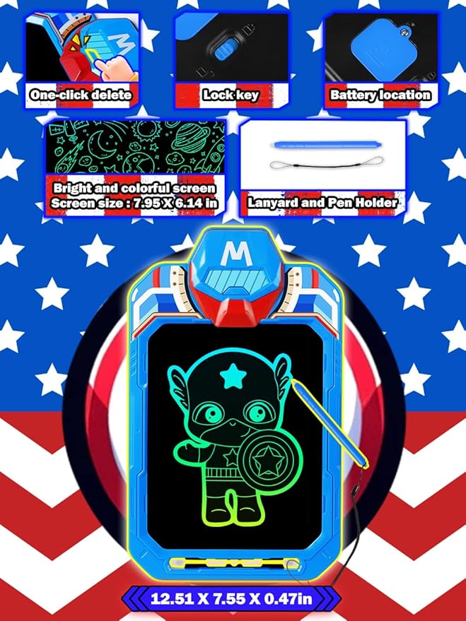 LCD Writing Tablet for Kids 10 Inch Mech Iron Hero for Toddler 3 4 5 6 7 8 - Paint, Doodle Board, Drawing Pad - Travel Toys, Road Trip Car Activities, Birthday Christmas Gift Boys & Man