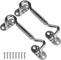 2 Pack 4'' Door Latch Door Lock Hardware, 4'' Stainless steels Hook and Eye Gate Latch Easy Lock for Barn Door, Silver Sliding Door Lock with Screws for Window, Cabin Hooks