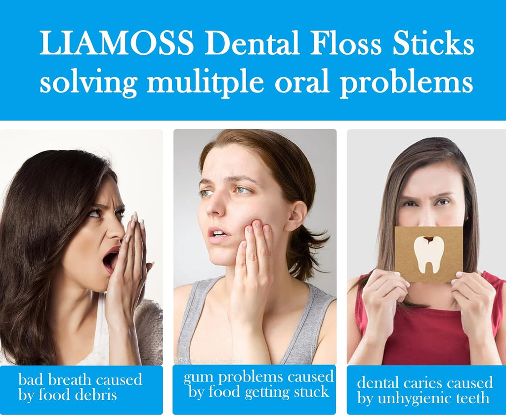 Twin Line Dental Floss Picks,300 Count Mint Flavor Dental Flossers,No Break No Shred Tooth Picks Sticks,Double Clean for Food Debris,Perfect Clean Teeth for Traveling and Outgoing(Mint,3Pack)