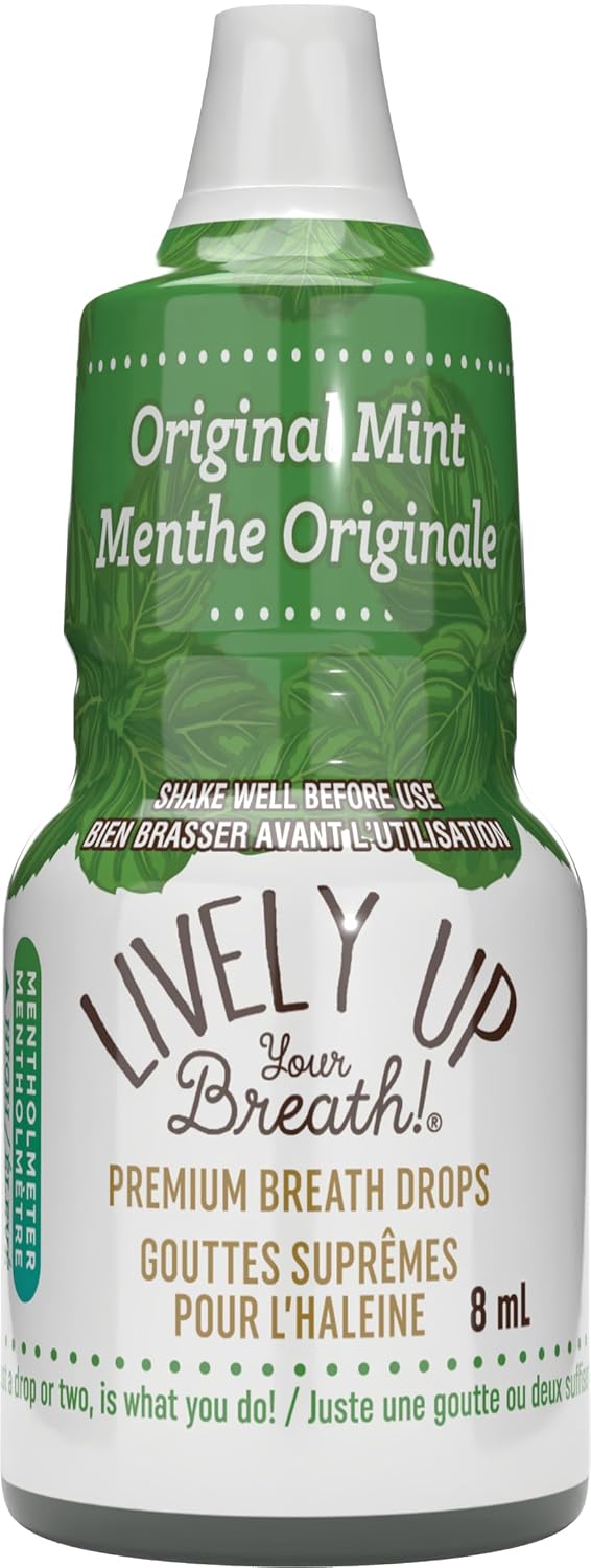 Lively Up Your Breath Premium Breath Freshener Liquid Drops with Organic Ingredients - Original Mint 3 Pack