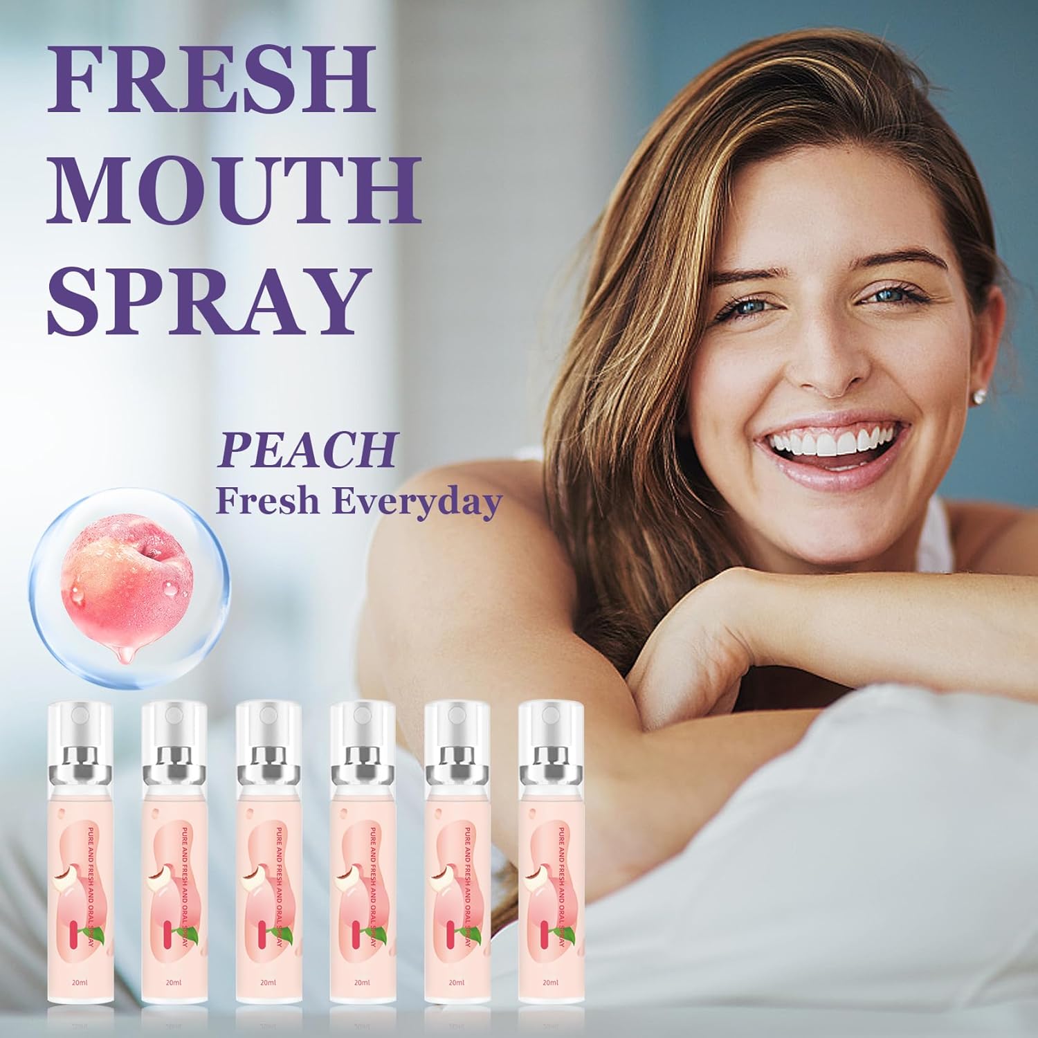 6PCS Oral Breath Spray, Fruit Flavor Mouth Spray Breath Freshener Oral Care, Portable Long Lasting Refreshing Mouth Spray