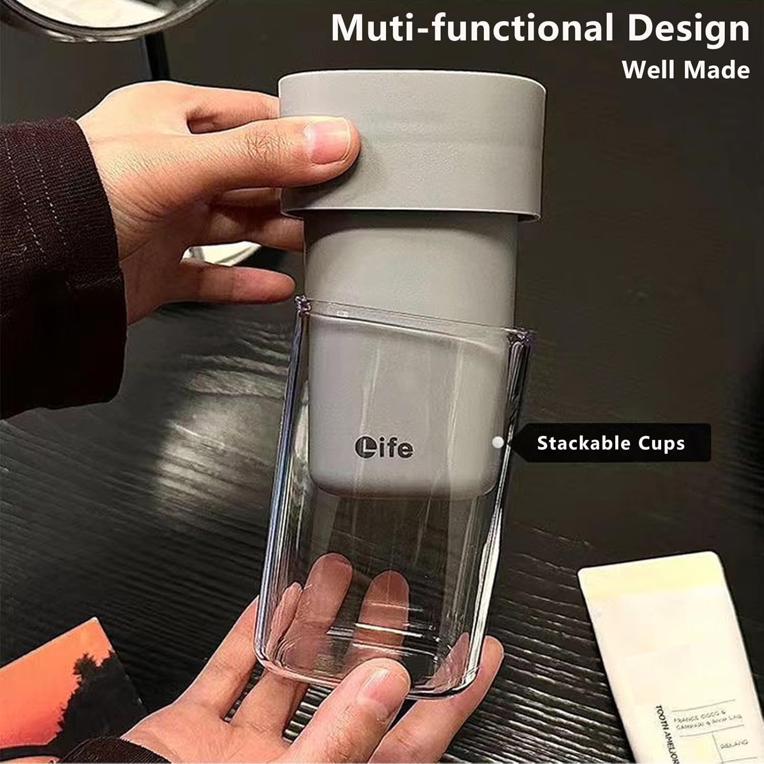 Travel Toothbrush Holder for Bathroom, 2-in-1 Secure Seal Storage Cups, 2-Pack, White and Pink