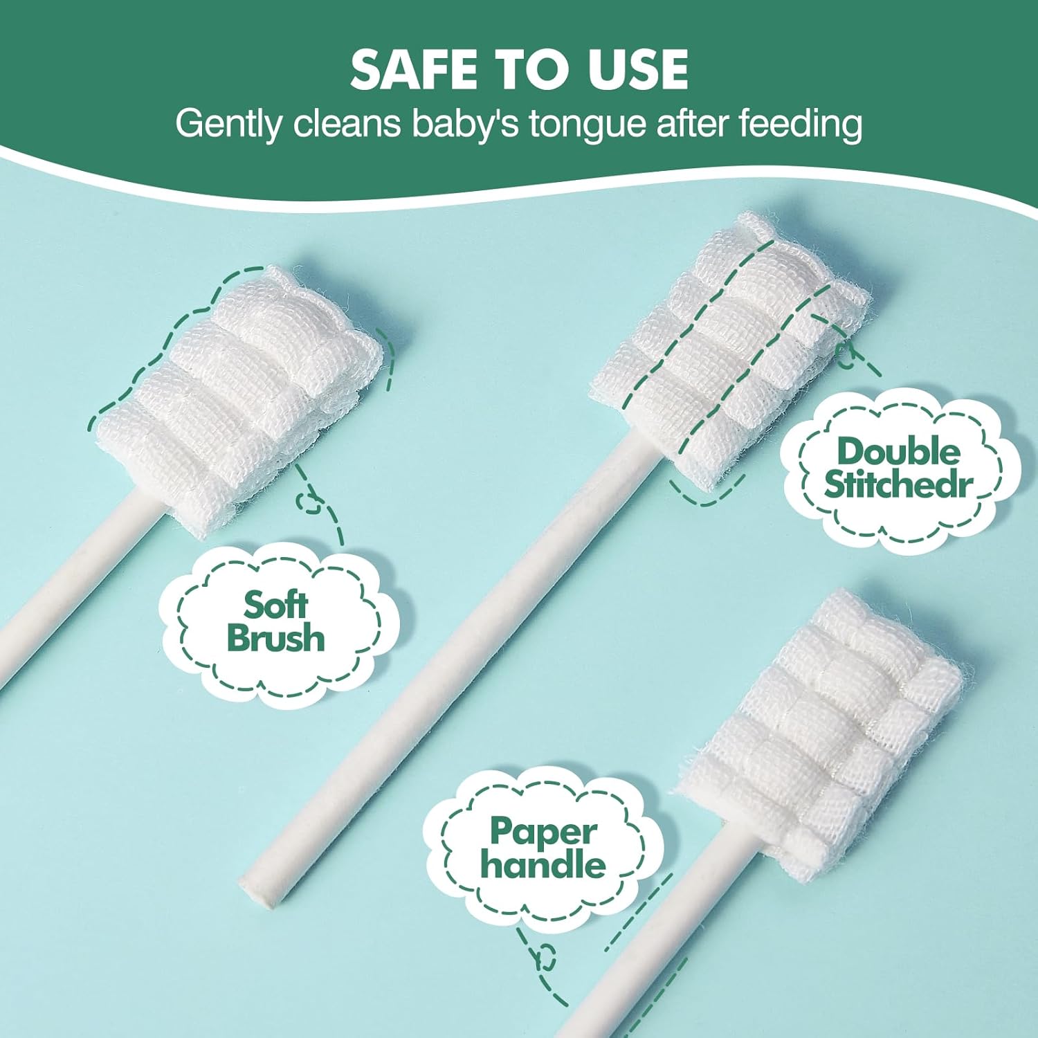 52Pcs Baby Tongue Cleaner, Disposable Baby Toothbrush Oral Cleaner, Infant Gum and Tooth Cleaning Stick for Newborns, Toddler Mouth Cleaner