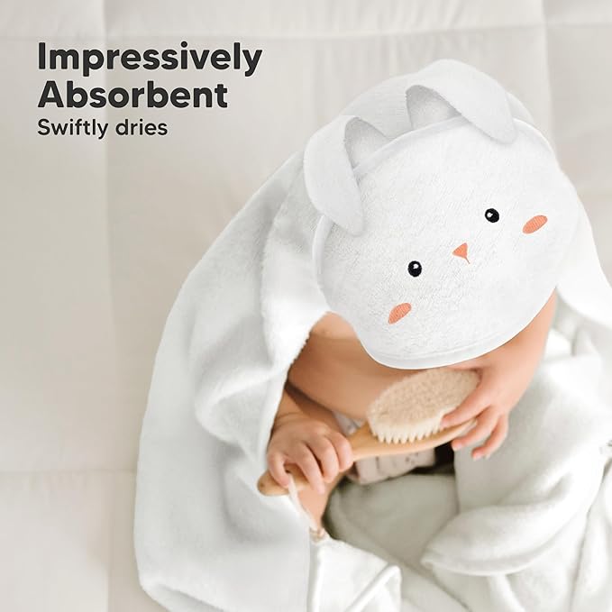 KeaBabies Hooded Baby Towel for Newborn - Viscose Derived from Bamboo Large Baby Bath Towels with Hood for Boys, Girls, Toddler, Extra Absorbent & Soft Newborn Bath Essentials (Bunny, Regular)