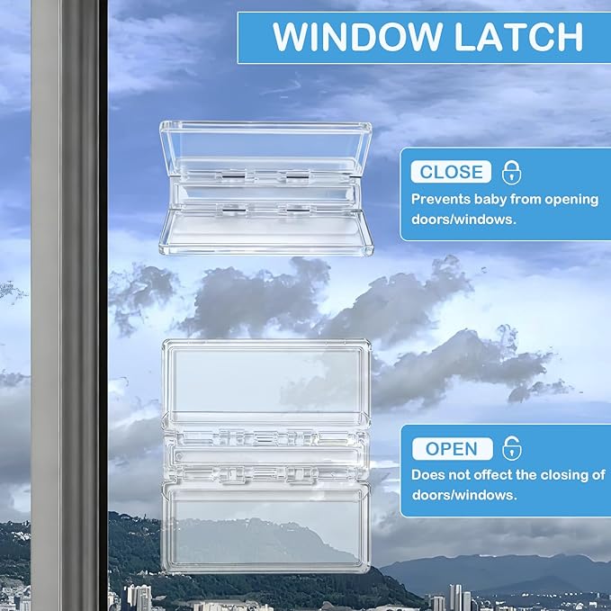 2 Pack Sliding Door Lock Window Locks, for Sliding Glass Doors & Windows, Sliding Closet Door stoppers, Easy to Installation Provides More Security for Your Baby and Pets (Clear)