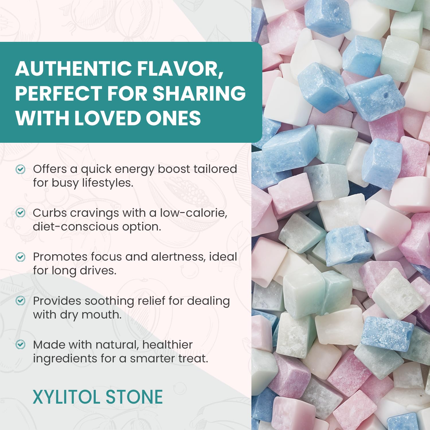 Xylitol Stone Sugar Free Candy - Vegan & Keto Friendly Unique Hard Candy Sugar-Free - 100% Natural Flavor Candies - Gluten Free & Non-GMO Breath Freshener Low Calorie Mints- Lemon Booster (Pack of 2)