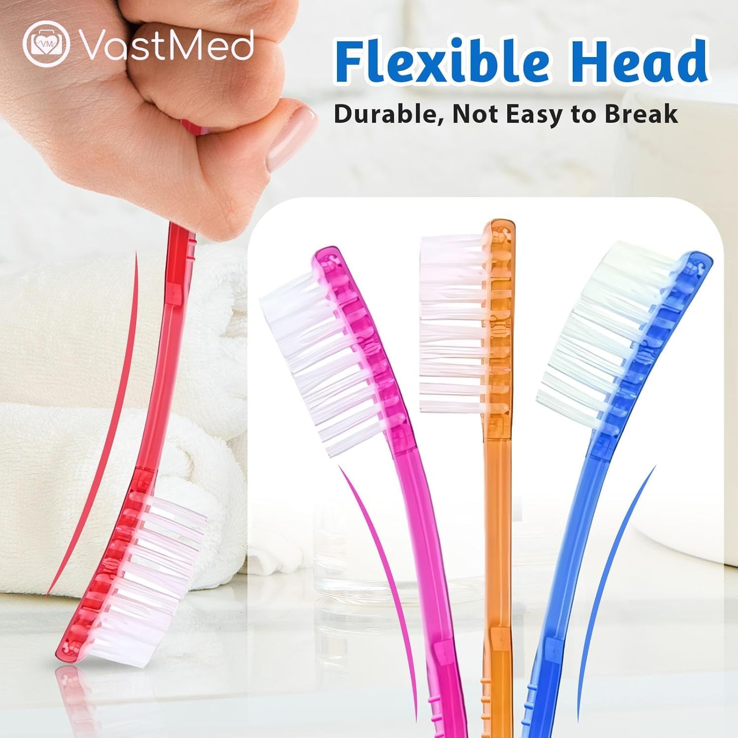 200 Pcs Disposable Pre-Pasted Toothbrushes by Vastmed | Individually Wrapped Pre Pasted Toothbrush | Single Use Waterless Tooth Brush for Hotel, Camping, Homeless Gift