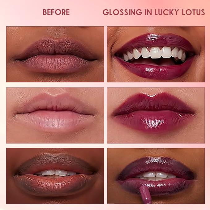 Lips Staining Lip Oil, Lips Staining Long-Lasting Waterproof Moisturizing Lip Oil, Dynamic Finish that Goes on Glossy and Leaves a Stain, Non-Sticky Lip Glow Makeup (Lucky Lotus)