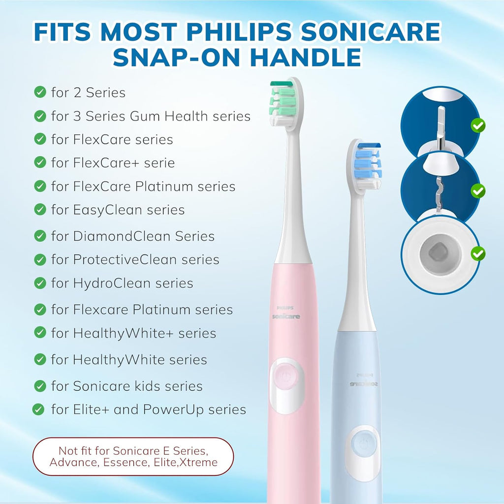 Replacement Toothbrush Heads Compatible with Philips Sonicare：16 Pack Soft Replacement Electric Brush Head for 4100 5100 6100 HX9023/65 W Optimal Control Snap-on System（B&W）