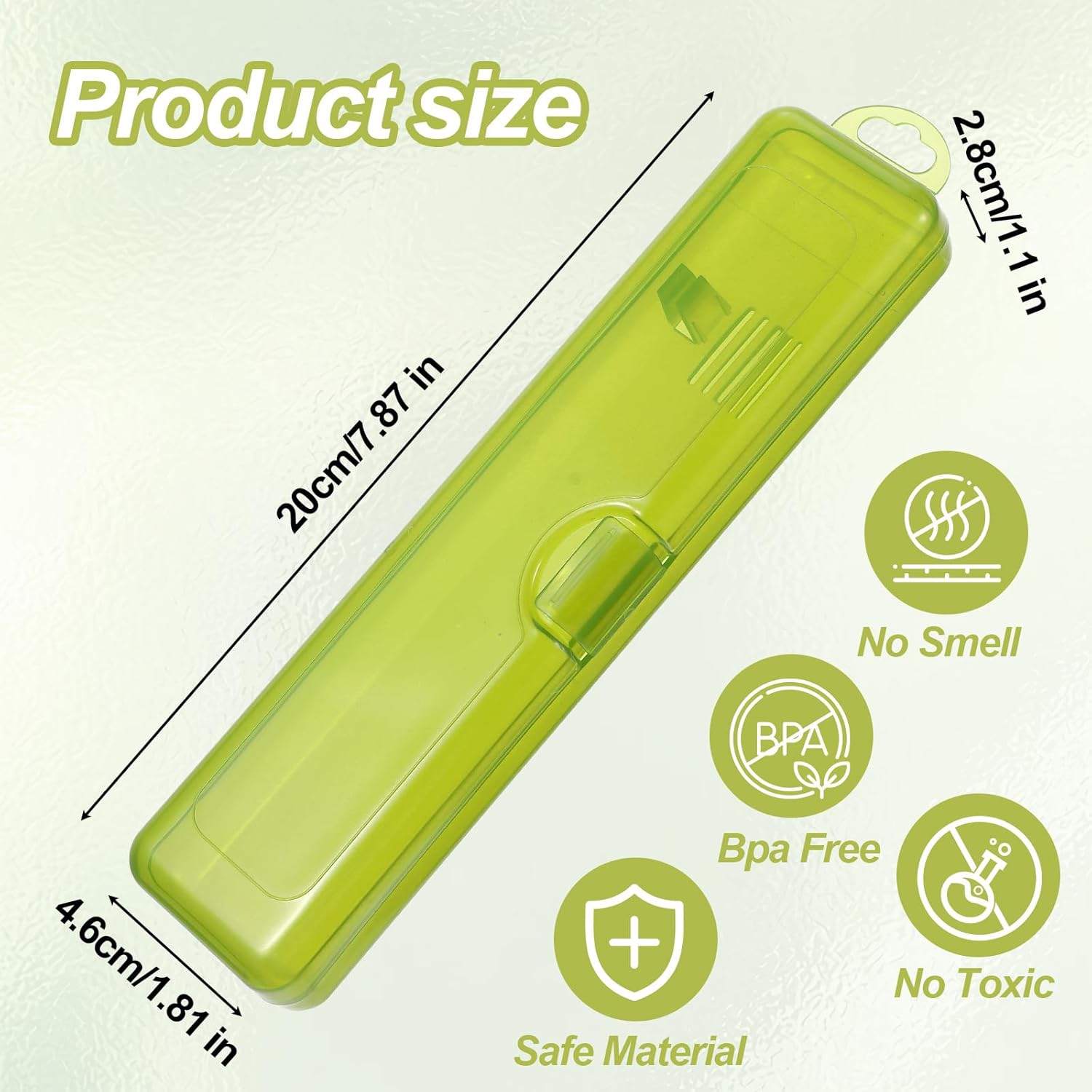 2 Pack Toothbrush Holders Travel Case,Toothbrush Holders for Travel 7.9 x 1.8 x 1.1 In,Portable Plastic Toothbrushes Travels Holder with Secure Seal, Yellow & Green