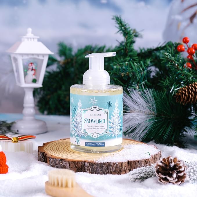 ROMIIE ZOI Christmas Foaming Hand Soap with Gift Box- Snowdrop, Infused with Peppermint - 500ml/ 16.8oz