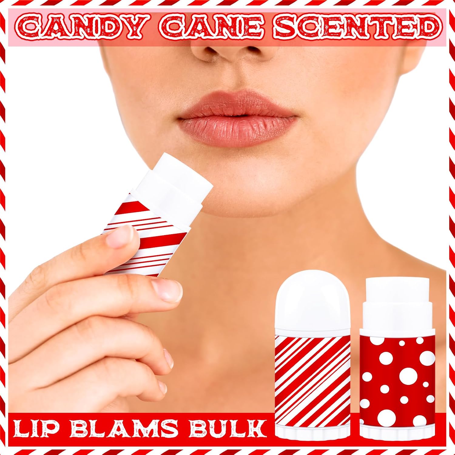 50 Pcs Christmas Lip Balm Bulk Mini Candy Cane Peppermint Flavor Lip Balms Bulk Christmas Stocking Stuffers Xmas Party Gifts Small Thank You Employee Appreciation Gifts for Women Men (Mixed Candy)