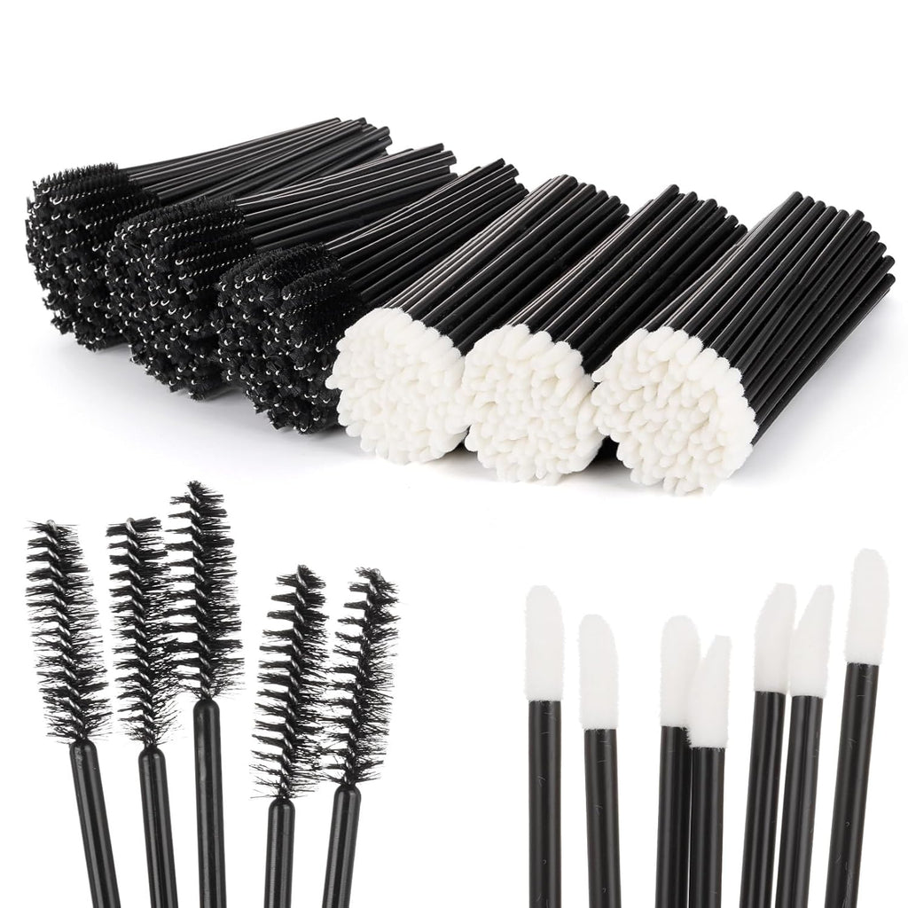 Tbestmax 600 Pcs Mascara Wands and Lip Brush, Black Lipstick Wands Eyebrow Spoolies Brush for Eyelash Extensions Disposable Makeup Applicator Beauty Tool Kits
