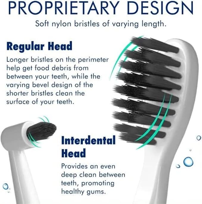 Sonic-FX Solo Electric Toothbrush w/ 10 Brush Heads + 1 Interdental, Charcoal Bristles, Rechargeable, Charging/Storage Base, 3 Brush Modes, Smart Timer, 2 Months Use on Full Charge, White Color