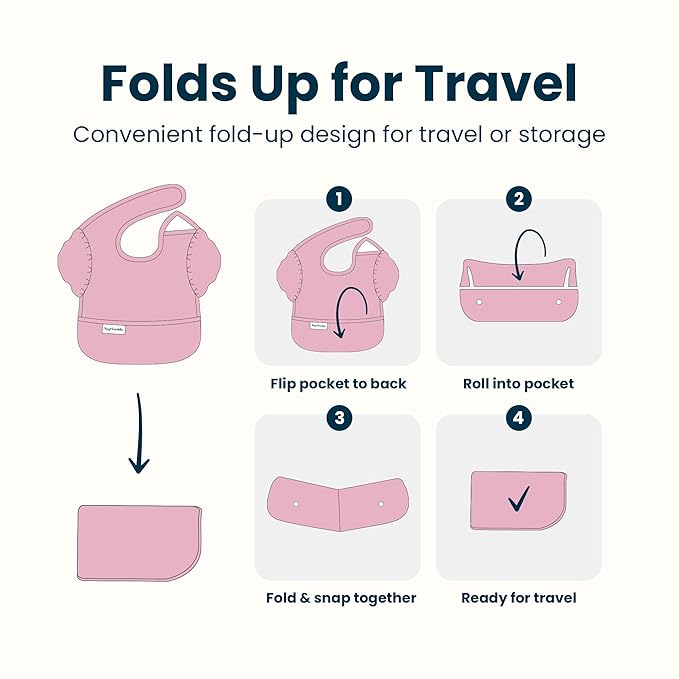 Tiny Twinkle Mess-Proof Baby Bibs for Eating | Waterproof, Wipeable Toddler Bibs with Catch-All Pocket | Feeding Bibs for Girls & Boys(3 Pack,Unicorn)