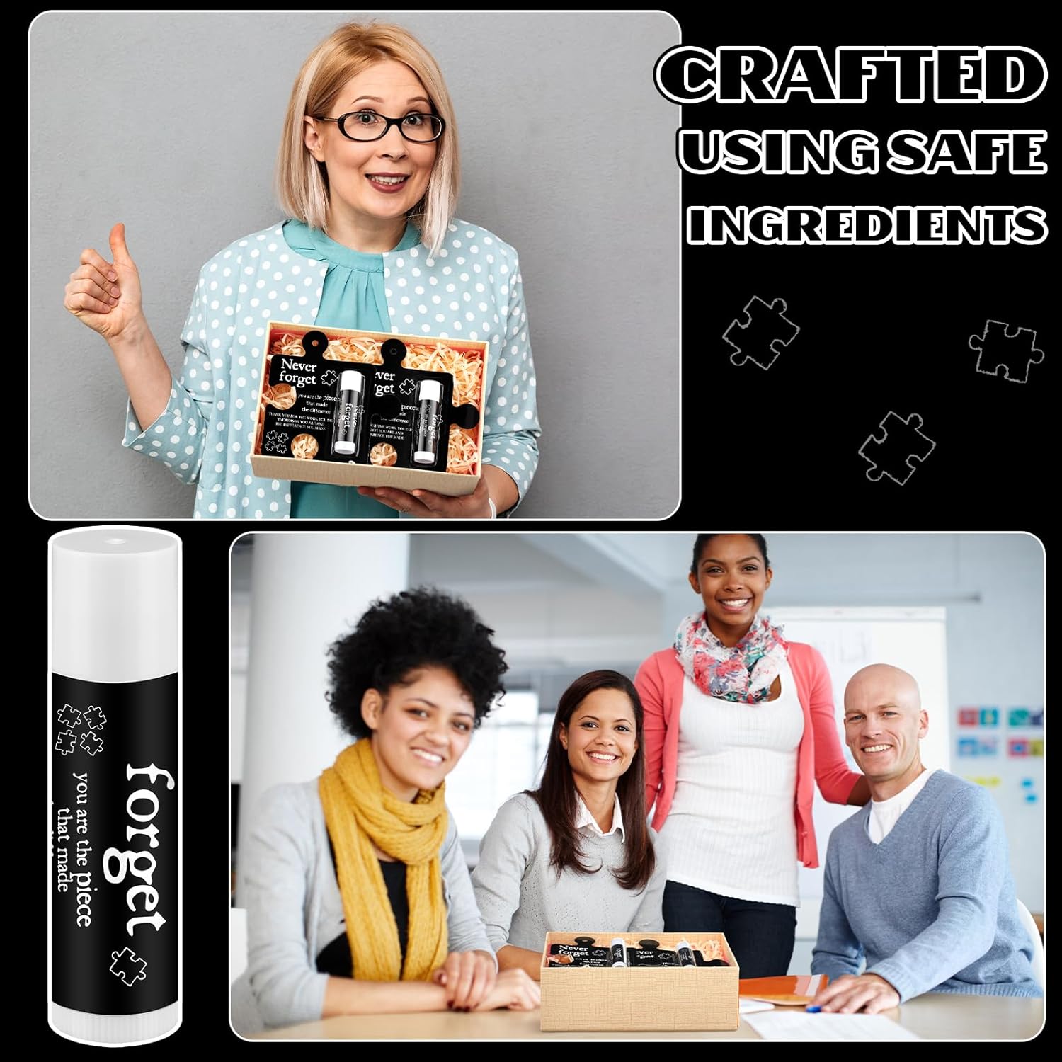 30 Pack Christmas Employee Appreciation Gift Lip Balms Bulk Staff Teacher Team Volunteer Thank You Gift Thanksgiving Christmas Appreciation Party Favor for Women Men(Never Forget,Black)