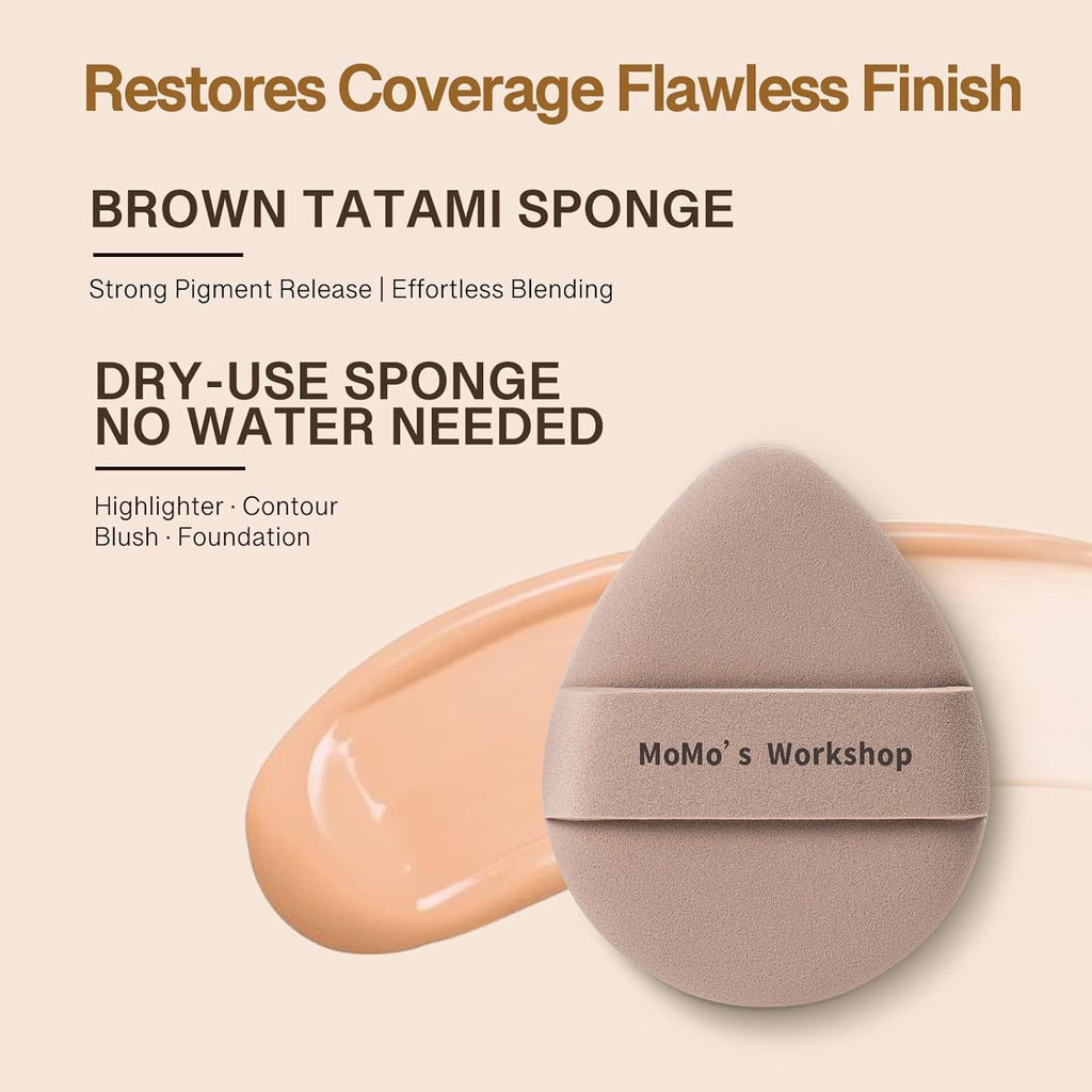 Momo's Workshop Makeup Sponge Puff, Large Beauty Puff for Quick Flawless Makeup, Concealer Powder Puff for Liquid & Cream Foundation 2PCS