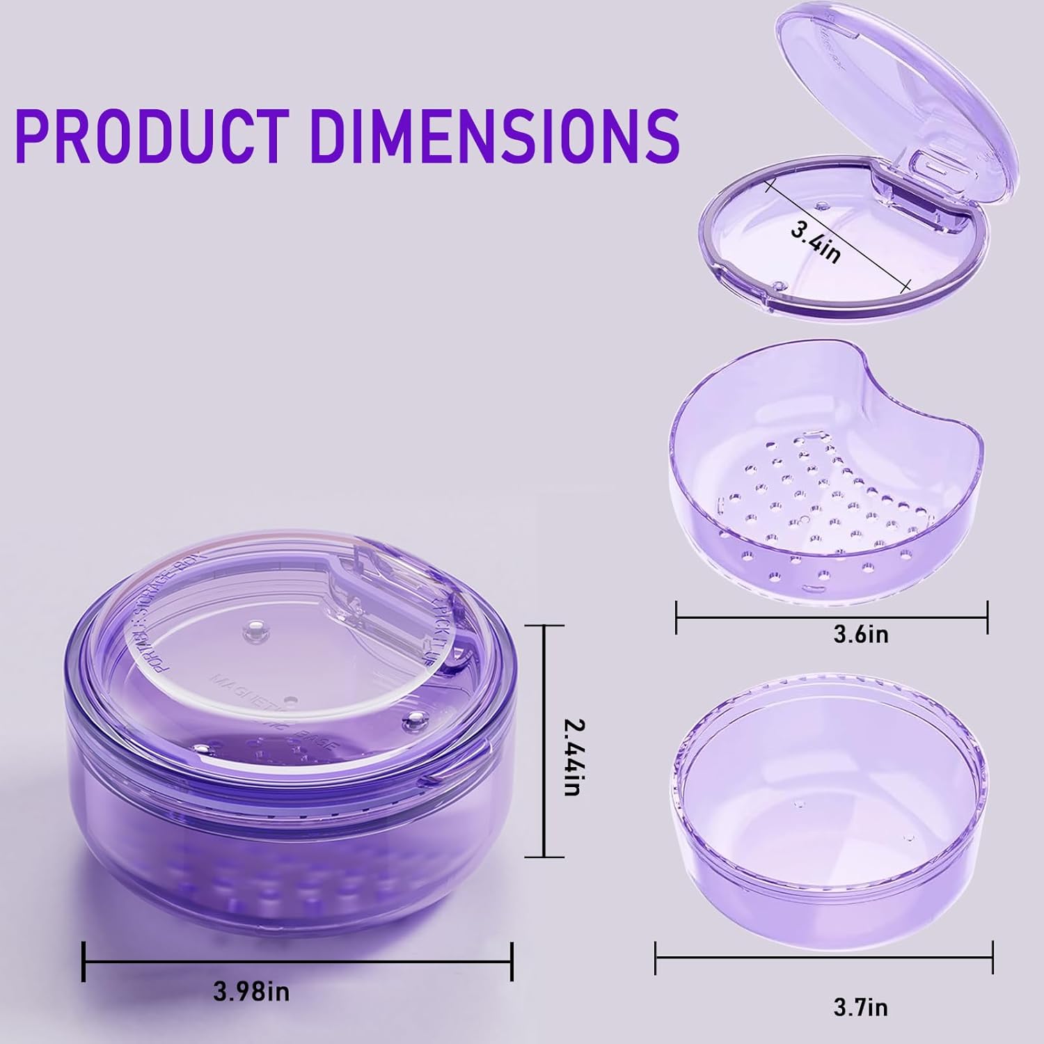 2 in 1 Retainer Case Retainer Bath Case for Cleaning and Store Retainer Mouth Guard Aligner Night Guard Partial Denture, All-in-one Retainer Bath and portable storage case