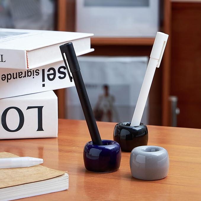 AirMoon Mini Ceramic Toothbrush Holder for Bathroom - Midnight Blue Small Countertop Organizer, Easy Clean Toothbrush Stand, Suit for Electric Toothbrush Head, Pens & Coffee Spoon, Pack of 2