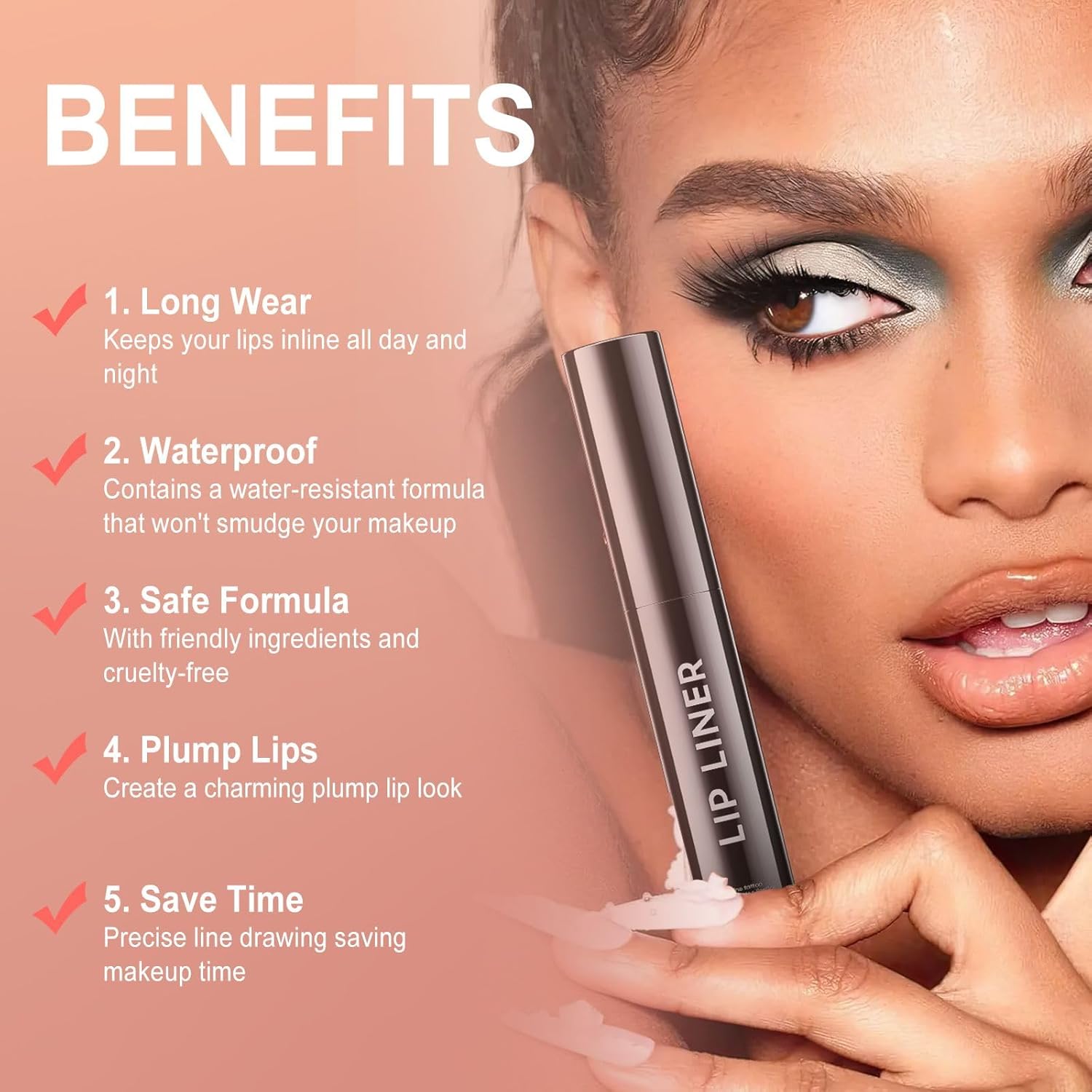 OETUIOW Lip Liner Stain, Lip Stain Moisturizing & Enhancing Complexion for All Skin Types Women, Lip Lint Waterproof & Long-Lasting (Cocoa)