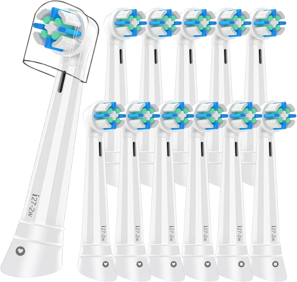 12PCS Replacement Toothbrush Heads Compatible with Oral B iO Series 2/3/4/5/6/7/8/9/10 Electric Toothbrush,Round Brush Heads for Gentle Gum Care & Deep Cleaning,White
