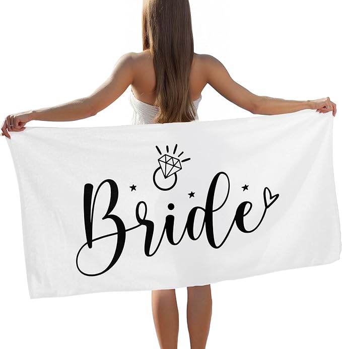 Bride Beach Towel, Bachelorette Beach Pool Towels, Just Married Honeymoon Wedding Gifts Large Beach Bath Travel Towels for Bride to Be Women, Honeymoon Mr and Mrs WeddingBride Gifts, 30x60in