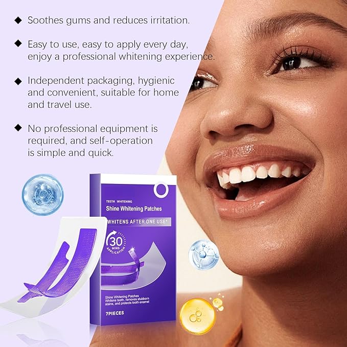 Teeth Cleaning Patches for Daily Dental Care, Purple Tooth Strips with Colour Correction, Gentle Brightening, Gum Care & Stain Removal, Suitable for Sensitive Teeth