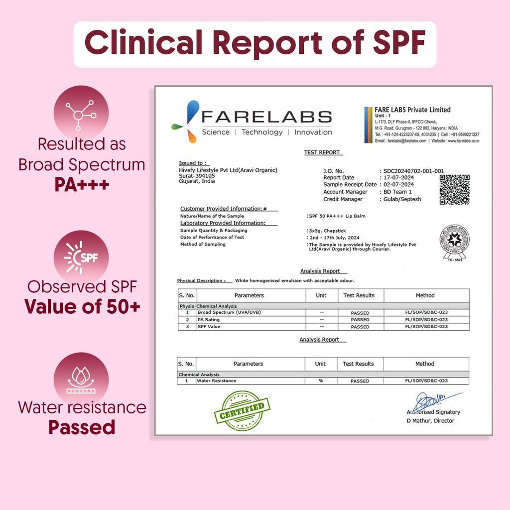 Aravi Organic Lip Balm Combo - With SPF 50+++ For Lip Brightening - Pack of 2