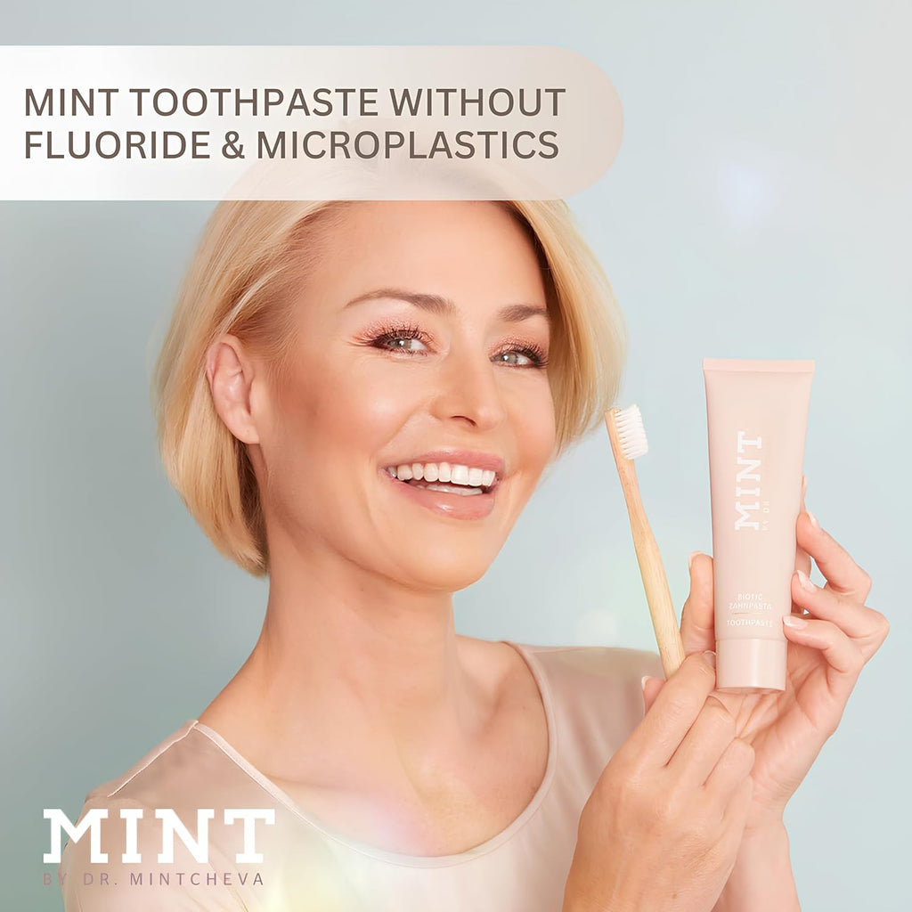 Mint Toothpaste Without Fluoride - Vegan and Without microplastic - Cleans Particularly Thoroughly and Protects reliably - Unique Ultrapolish Technology MPT1 - by Dr. Mintcheva | 2.78 oz