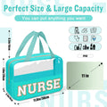 Nurses Week Gifts Chenille Letter NURSE Makeup Bag for Women,Preppy Nurse Cosmetic Pouch Zipper with Handle Nurse Essentials Bag for Work Supplies,Medical Assistant Bag Nursing Students(NURSE-Green)