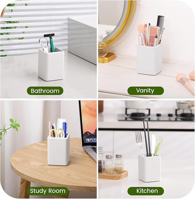 Luxspire Toothbrush Holders, Fast Drying Toothbrush Holders for Bathroom, Diatomite Toothbrush Cups Electric Toothbrush and Toothpaste Holder for Bathroom Countertop, Light Gray