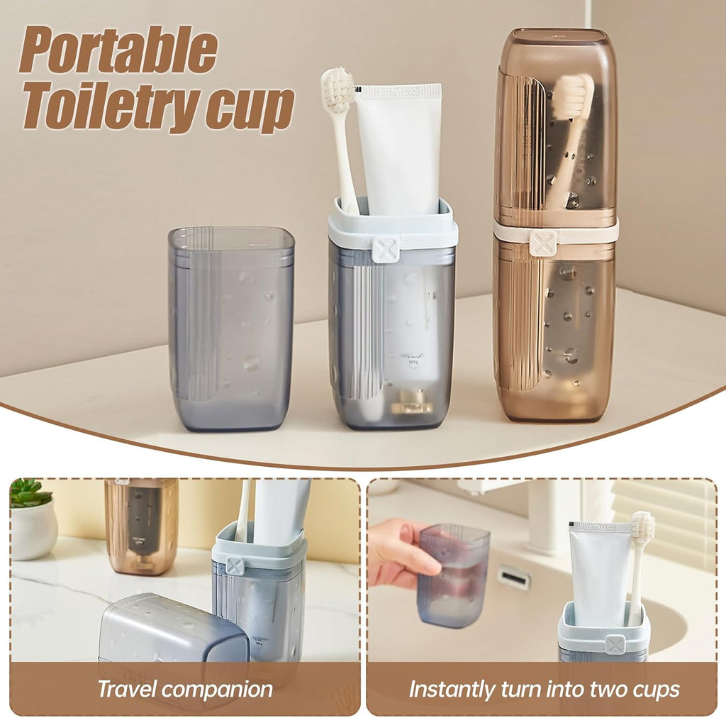 Travel Toothbrush Case & Holder - 2-in-1 Portable Toothbrush Organizer with Cover, Electric Toothbrush Travel case - Toothbrush Holders Travel Case for Camping, Business Trips, Dorm (Light Blue)