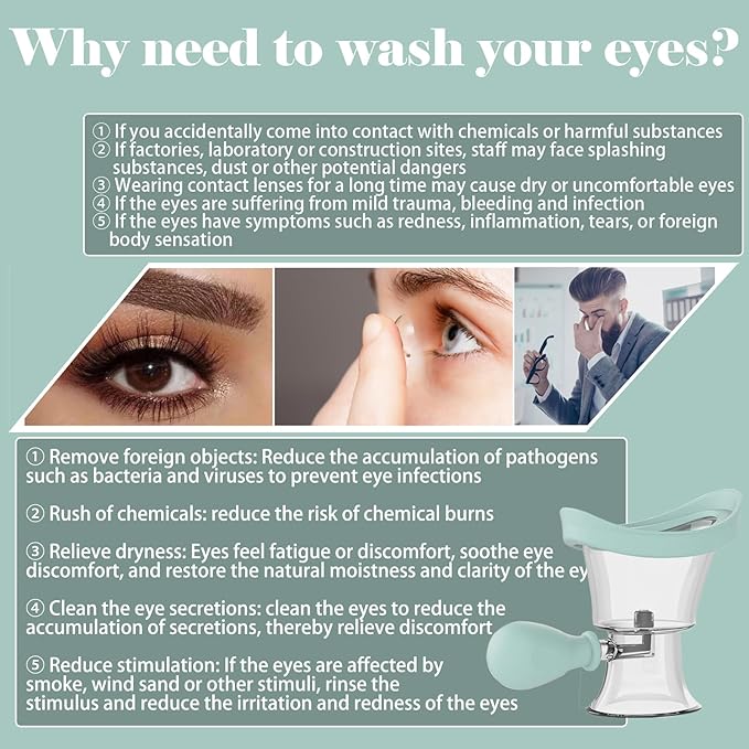 2Pack Eye Wash Cup, Portable Eye Washer Bath Kit Eye Care Silicone Air Pressure Eye Cleaning Cup Eye Wash Cleaner Kit Soothing Tired Eyes Effective Relief Tired Eyes Cleaning Eye Dust Makeup Irritants