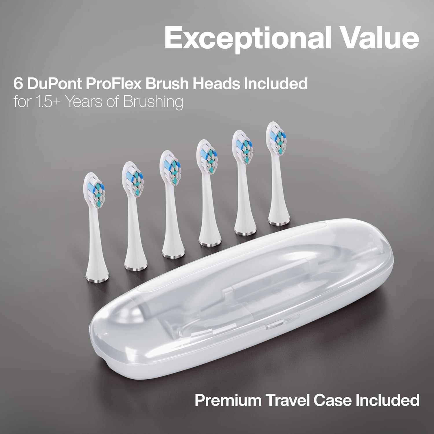 Aquasonic Vibe Series PRO – Ultra-Whitening Electric Toothbrush – 5 Modes & Smart Timers – Premium Travel Case & 6 Proflex Brush Heads – ADA Accepted Toothbrush (Charcoal Metallic)