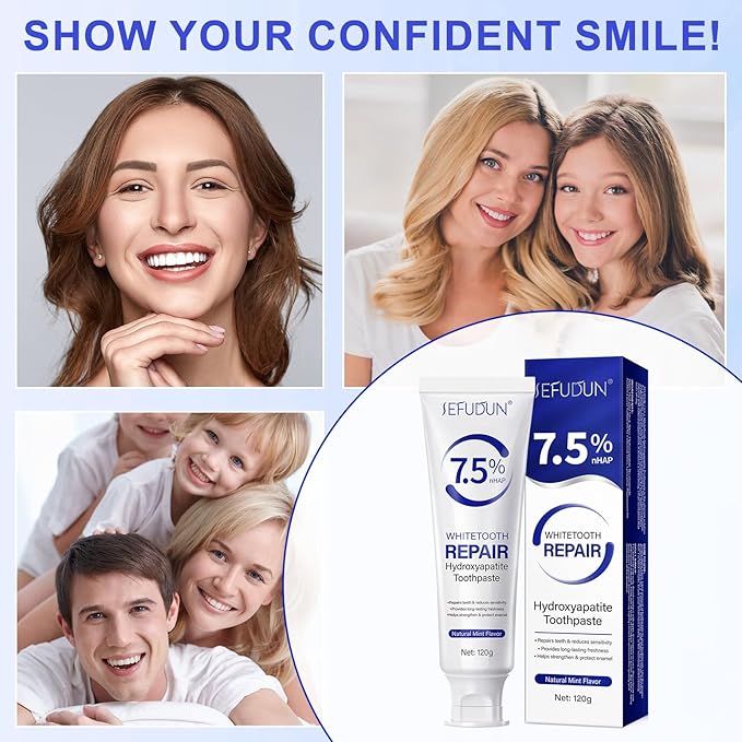 2 Pack Hydroxyapatite Toothpastes for Enamel Protection and Tooth Strengthening (4.23 Oz), Fluoride-Free Formula with Gentle Mint, for Sensitive Teeth, Daily Protection, Long-Lasting Fresh Breath