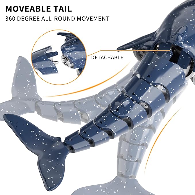 2.4Ghz Remote Control Whale Shark Toys for Boys Kids, 1:18 Scale High Simulation Whale Shark for Pool, Electric RC Shark Fish Toys with Light & Spray Water Function for 4 5 6 7 8 9 Year olds Kid