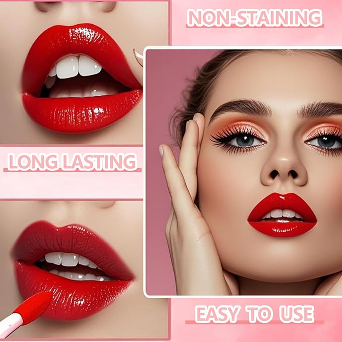 6 Colors Grapes Lip Tint Stain Set, Korean Lip Gloss Watery Lip Stain, Lipstick for Women, Lip Gloss for Girls, Blush for Cheeks, Non-Stick Cup, Waterproof, High Pigment, Lip Tint Makeup