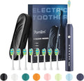 7AM2M Sonic Electric Toothbrush for Adults and Kids, with 8 Brush Heads and Travel Case,5 Modes with 2 Minutes Build in Smart Timer, One Charge Use for 90 Days, Rechargeable Toothbrushes(Navy Blue)