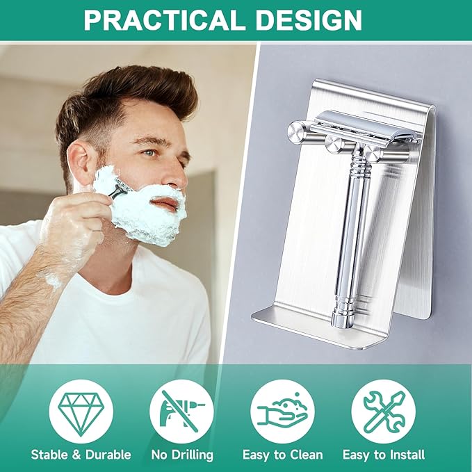 Electric Toothbrush Head Holder Adhesive or Tabletop, Tooth Brush Holder for Bathroom, Electric Toothbrush Holders Wall Mounted, Stainless Steel Tooth Brushing Holder, Brushed Brush Head Holder