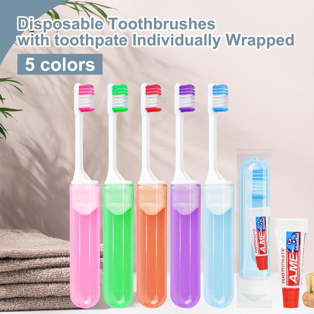 Traveling Toothbrush and Toothpaste 3gram,Disposable Toothbrushes Mini Toothbrush With Toothbrush Cover,Bulk Toothbrush And Toothpaste,Folding Toothbrushes Camping Toothbrush For Camping,Hiking (100)