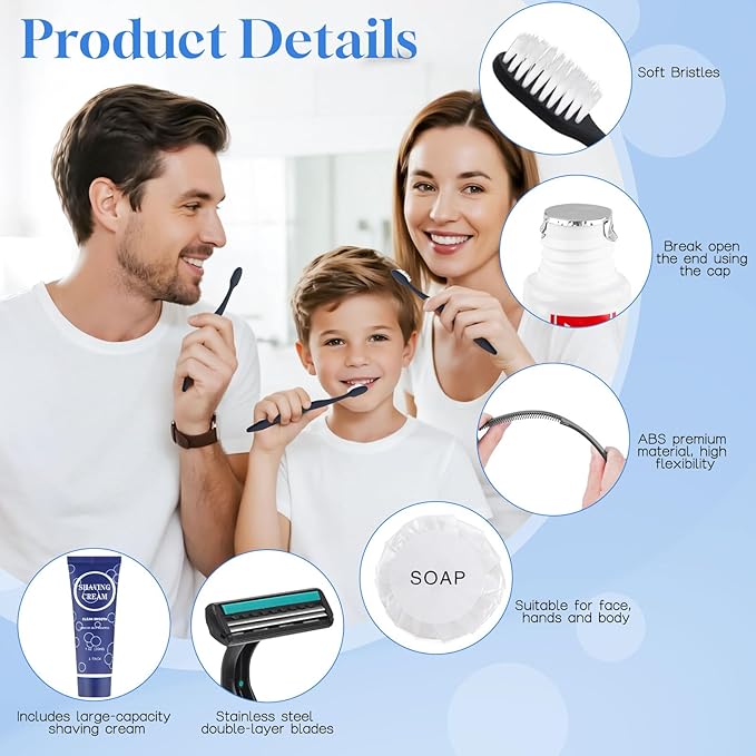 Disposable Toiletry Kits, 6 In 1 Bulk Travel Size Hygiene Care Packages,Essential Men Women Individually Wrapped Personal Toiletries Set for Hotel, Charity/Guests/Shelter/Homeless (20 Pack)