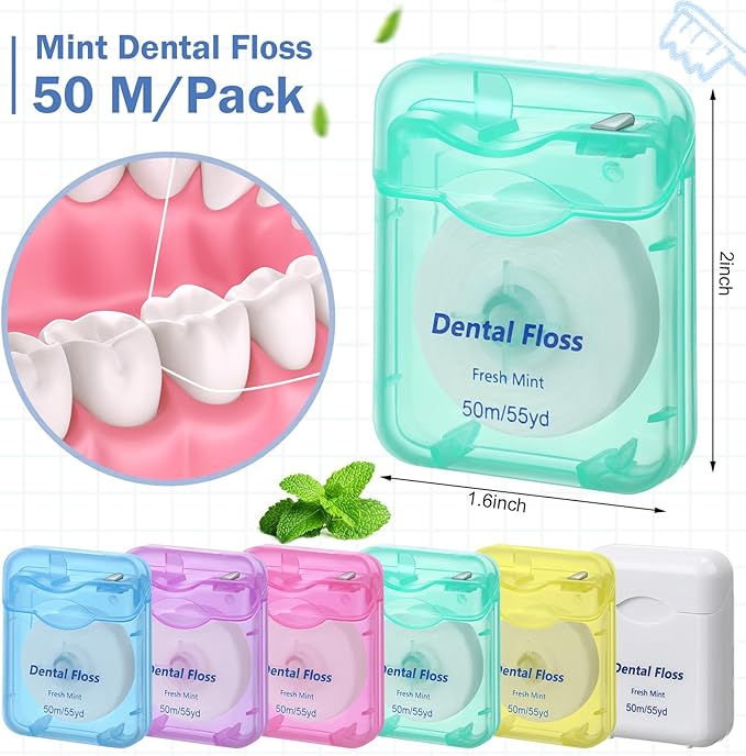 36 Pack Mini Dental Floss Bulk Mint Flavored 50m Each Travel Dental Floss Oral Care for Teeth and Gum Protection(Colorful)