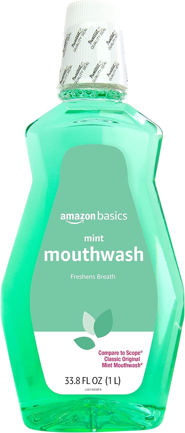 Amazon Basics Fresh Breath Mouthwash, Mint, 33.8 Fl Oz, (Previously Solimo)
