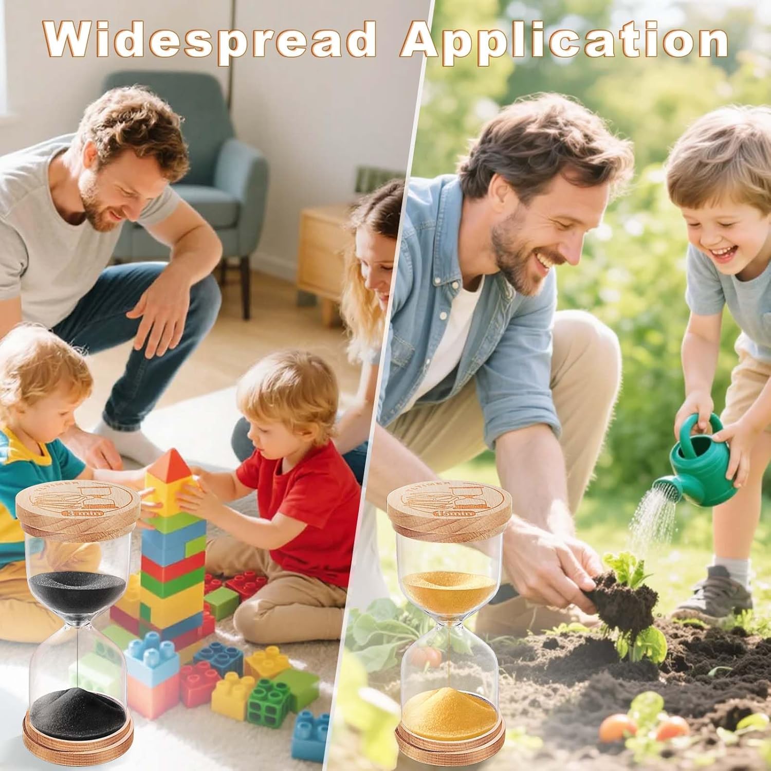 10 Minute Sand Timer, Beech Wooden Black Sand Clock for Kids, Small Hourglass, Sandglass 10 Min for Classroom,Game,Decorative (Black)