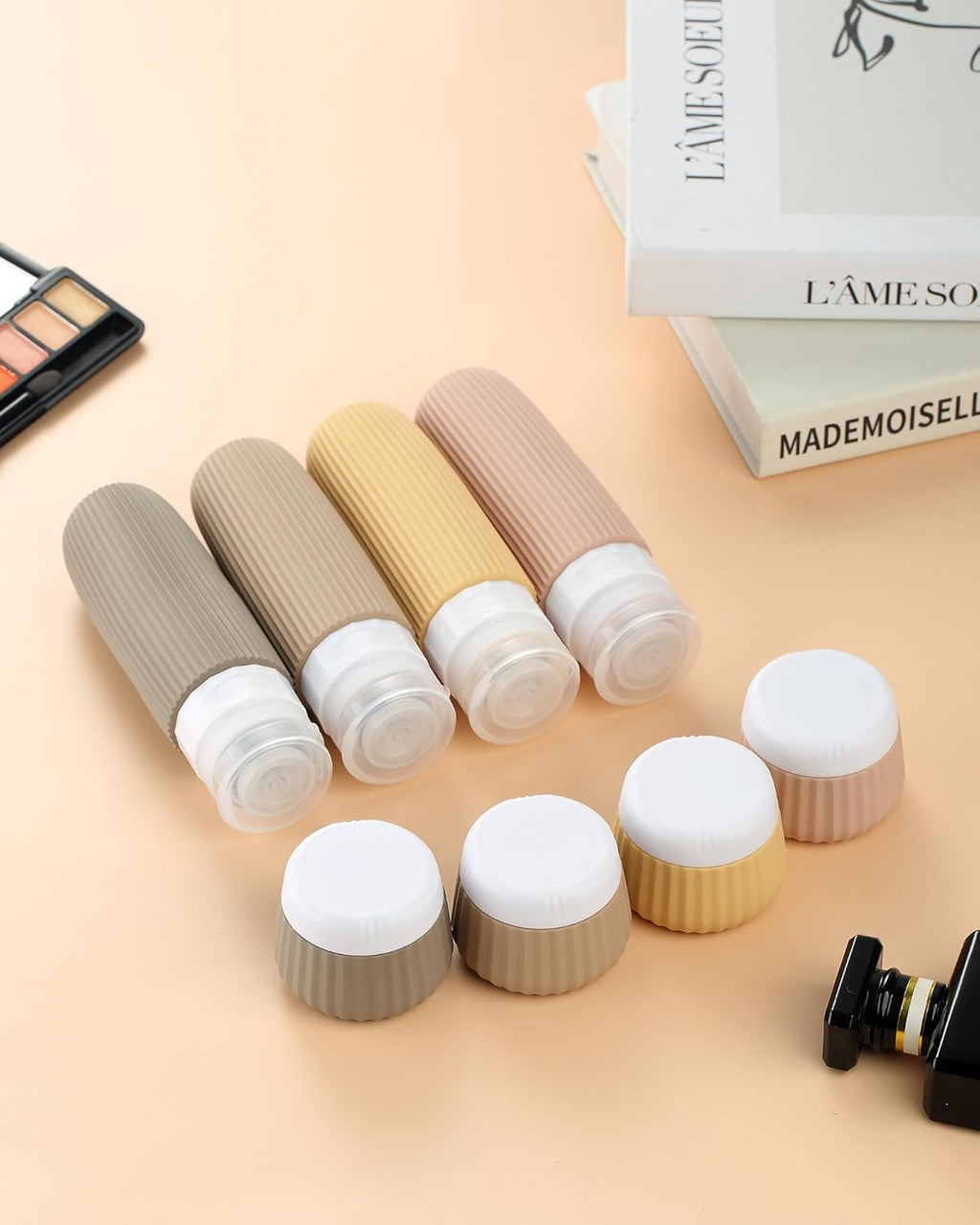 Travel Bottles 8 Pack, TSA Approved 3 oz Travel Toiletries Containers with Clear Bag, Leak Proof Silicone Squeezable Essentials Jars