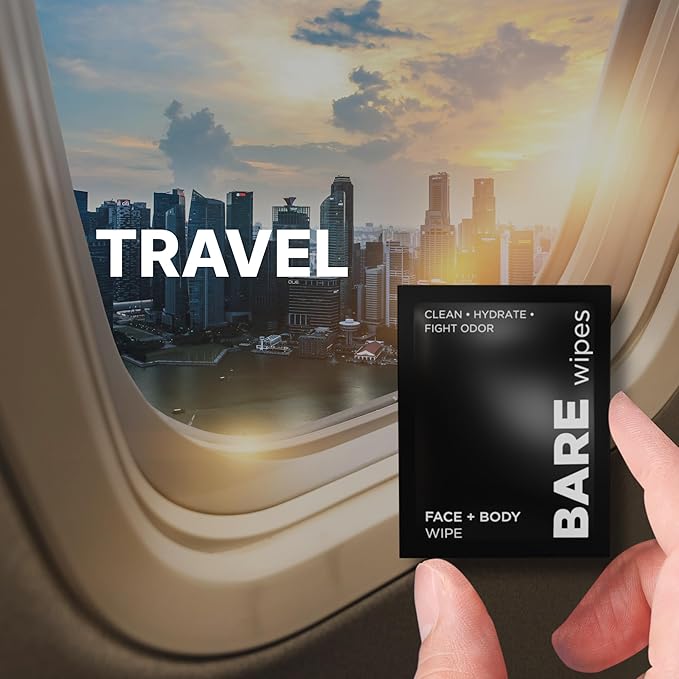 20 Pack - Portable Face and Body Wipes - Post Workout, Travel, Late Night, Pre Meeting - Powered By Tea Tree, Chamomile, Vitamin E, Aloe