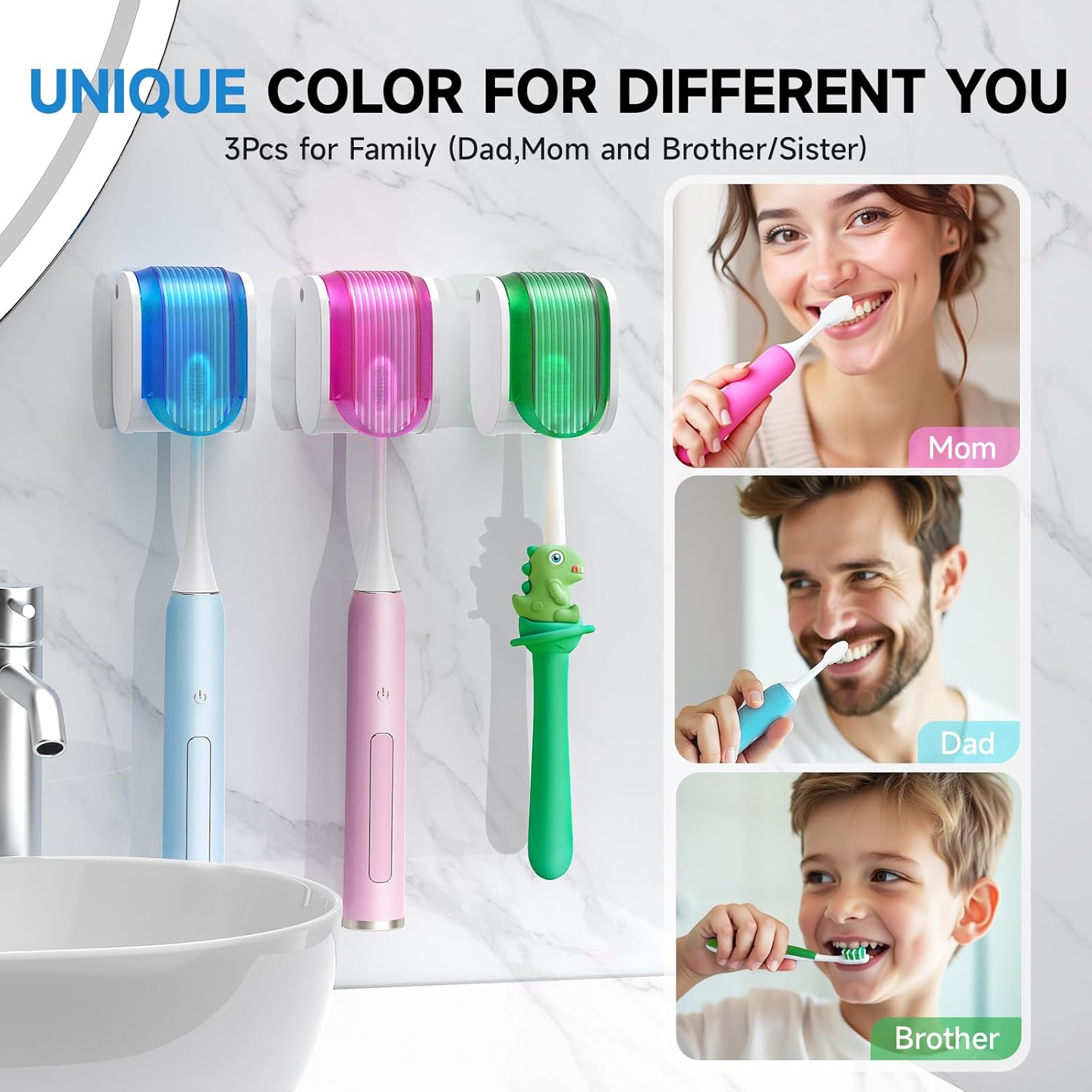 Toothbrush Holders for Bathrooms【Upgrade Single Slot Design】 Toothbrush Holder Wall Mounted with Cover Moisture-Proof and Dust-Proof Toothbrush Storage Organizer for Shower Family and Travel 3PCS